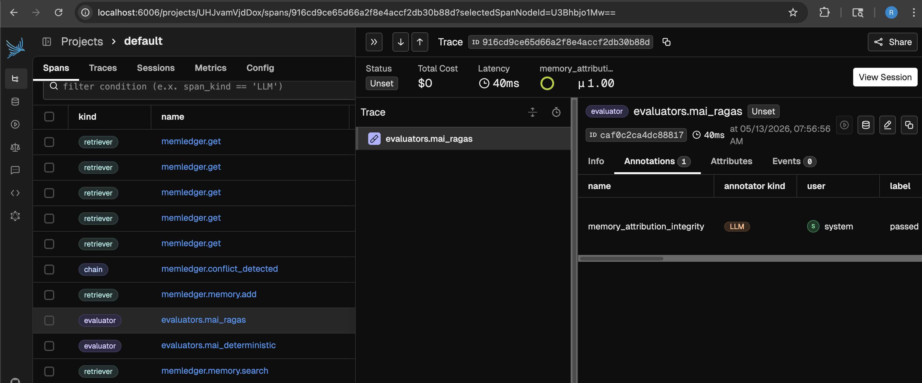 Tier 2 RAGAS evaluator annotation in Phoenix